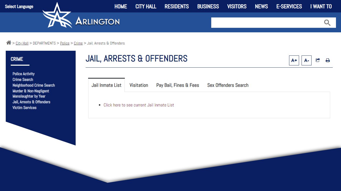 Jail, Arrests & Offenders - City of Arlington